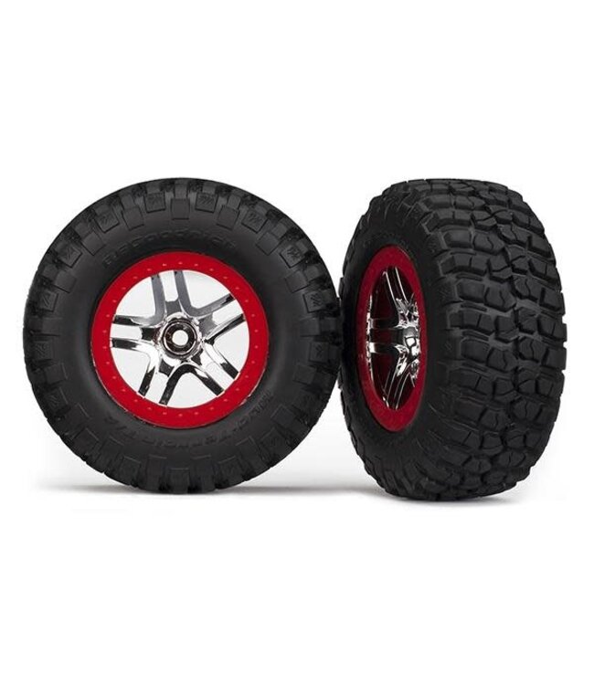 Tires & wheels glued (SCT Split-Spoke chrome red beadlock style rim) BFGoodrich TRX6873A