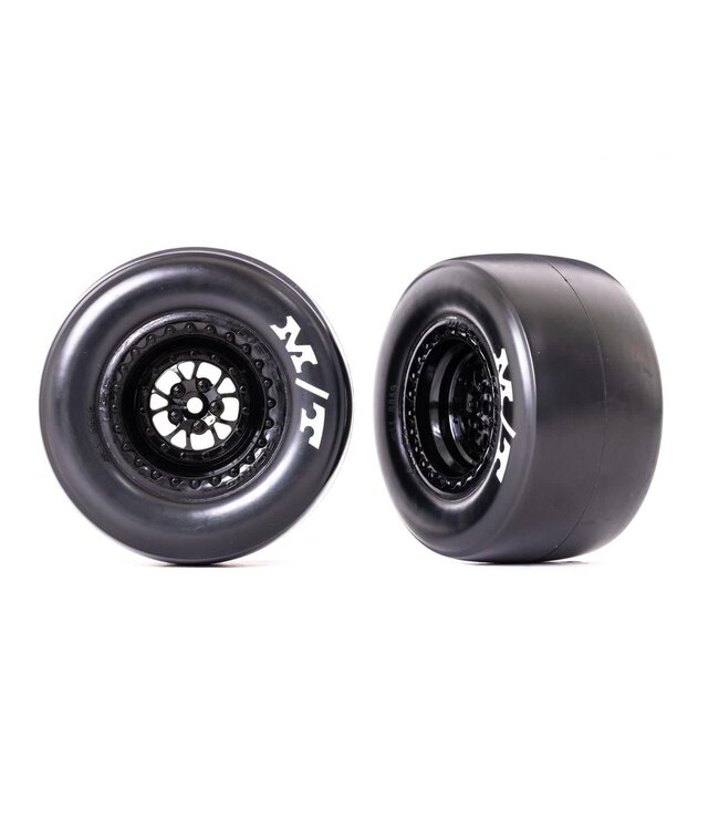 Tires & wheels glued (Weld glossy black wheels Mickey Thompson Drag Slick sticky compound) (rear) (2) TRX9476