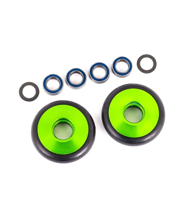 Wheels wheelie bar 6061-T6 aluminum (green-anodized) with 5x8x2.5mm ball bearings and O-ring TRX9461G