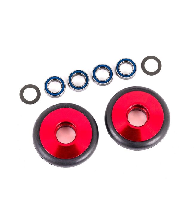 Wheels wheelie bar 6061-T6 aluminum (red-anodized) with 5x8x2.5mm ball bearings and O-ring TRX9461R