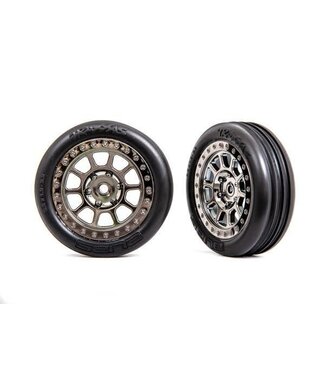 Traxxas Tires & wheels assembled black chrome wheels for Bandit front medium compound TRX2471T