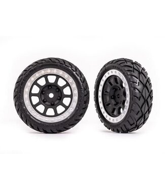 Traxxas Tires & wheels glued (graphite gray satin chrome wheels Anaconda 2.2' tires with foam inserts) (2) (Bandit front) TRX2479R