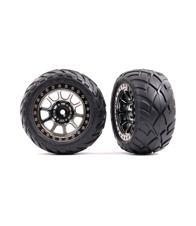 Tires & wheels assembled (2.2' black chrome wheels Anaconda 2.2 tires (Bandit rear) TRX2478T