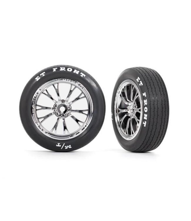 Tires & wheels glued (Weld chrome wheels) (front) (2) TRX9474R
