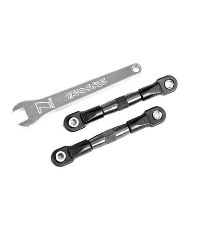 Camber links rear (charcoal gray-anodized 7075-T6) (2) (assembled with rod ends and hollow balls) / aluminum wrench (1) (fits Drag Slash) TRX2443A