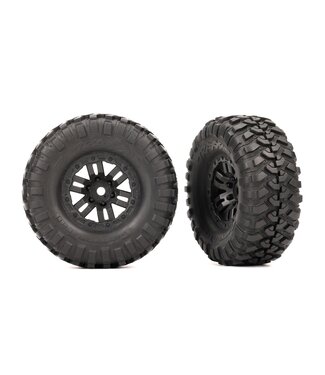 Traxxas Tires & wheels assembled (black 1.0 wheels Canyon Trail 2.2x1.0 tires) (2) TRX9773