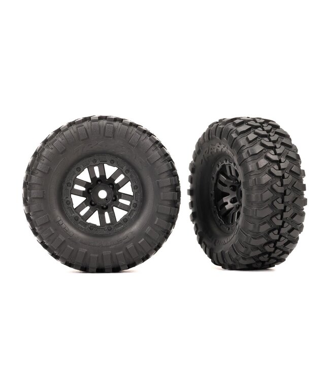 Tires & wheels assembled (black 1.0 wheels Canyon Trail 2.2x1.0 tires) (2) TRX9773