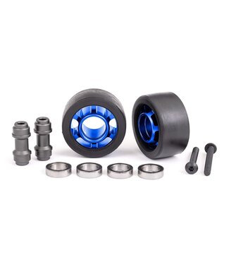 Traxxas Wheelie bar wheels 6061-T6 aluminum (blue-anodized) (2) with bearings and axle TRX7775X