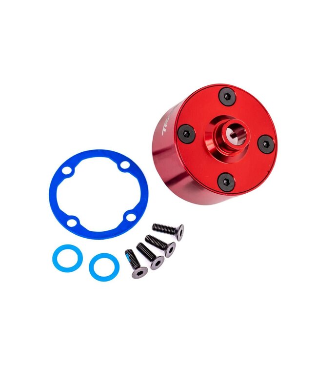 Carrier differential front & rear (aluminum red-anodized) with differential bushing and ring gear gasket