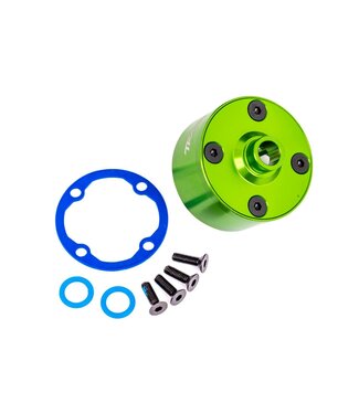 Traxxas Carrier differential front & rear (aluminum green-anodized) with differential bushing and ring gear gasket TRX9581G