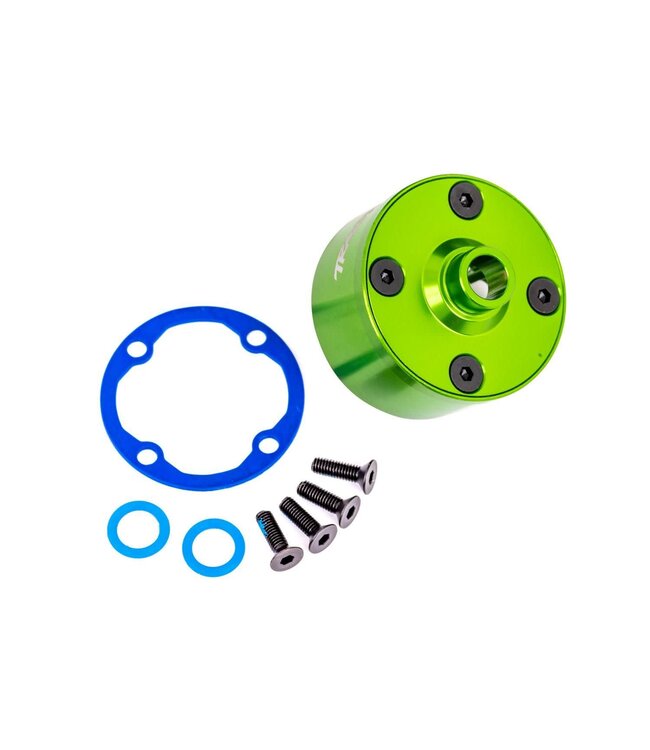 Carrier differential front & rear (aluminum green-anodized) with differential bushing and ring gear gasket TRX9581G