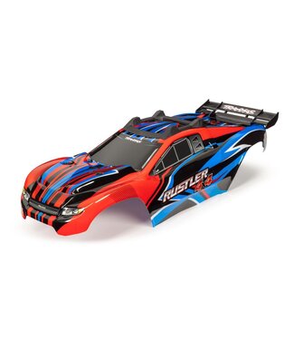 Traxxas Body Rustler 4X4 red & blue 2022 (complete) (assembled with front & rear body mounts and rear body support for clipless mounting)