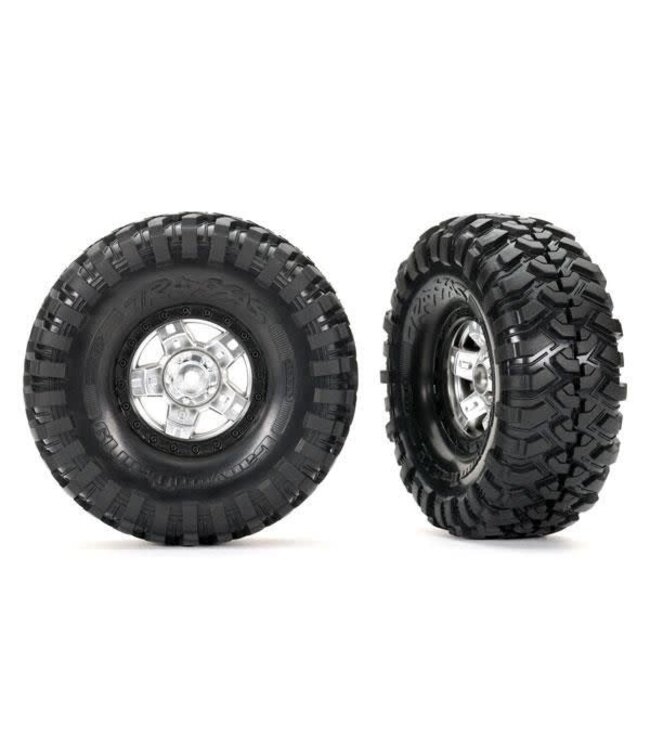 Tires and wheels glued (TRX-4 Sport satin chrome with black beadlock 1.9' (2)