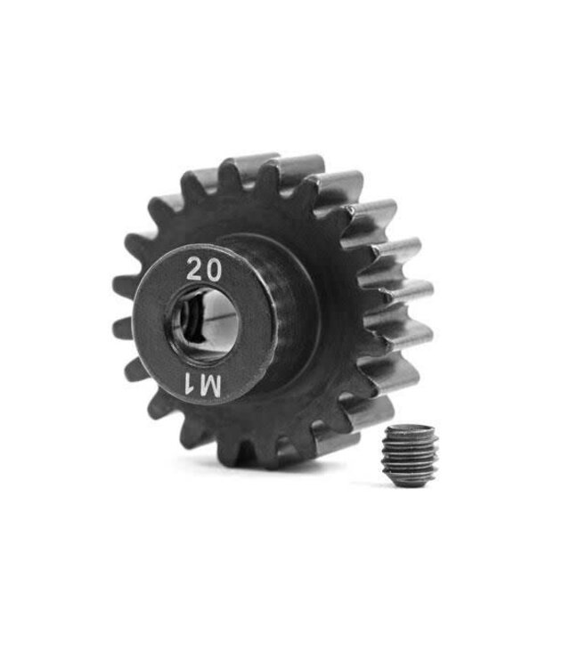 Gear 20-T pinion (machined hardened steel) (1.0 metric pitch) (fits 5mm shaft) set screw TRX6493X