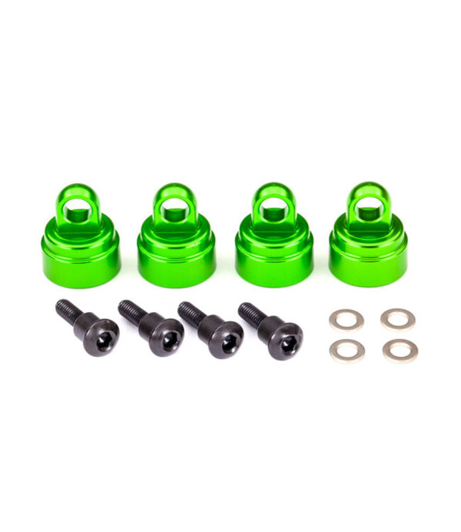 Shock caps aluminum (green-anodized) (4) (fits all Ultra Shocks)