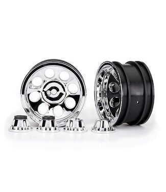 Traxxas Wheels 2.2' classic chrome (2) with center caps front&rear (2) (requires #8255A extended thread stub axle)