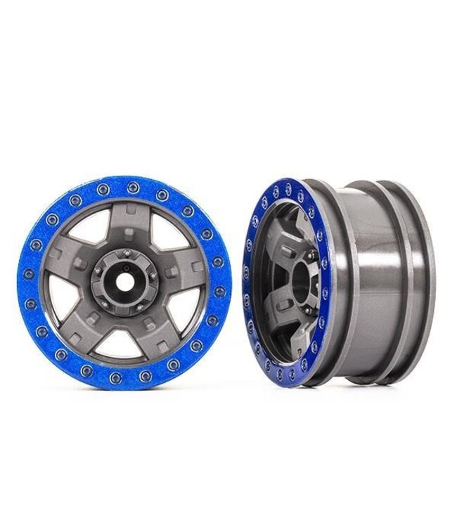 Wheels TRX-4 Sport 2.2 (2) (Gray and Blue Beadlock Style) (2) TRX8180-BLUE