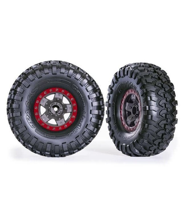 Tires and wheels glued (TRX-4 Sport wheels Canyon Trail 2.2 tires Gray and Red beadlock style wheels) TRX8181-RED