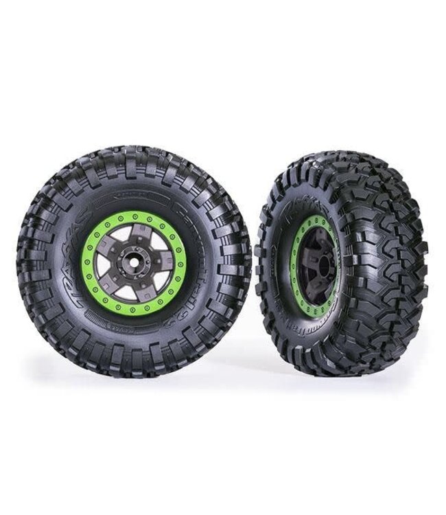 Tires and wheels glued (TRX-4 Sport wheels Canyon Trail 2.2 tires Gray and Green beadlock style wheels) TRX8181-GRN