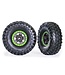 Traxxas Tires and wheels glued (TRX-4 Sport wheels Canyon Trail 2.2 tires Gray and Green beadlock style wheels) TRX8181-GRN