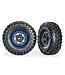 Traxxas Tires and wheels glued (TRX-4 Sport wheels Canyon Trail 2.2 tires Gray and Blue beadlock style wheels) TRX8181-BLUE
