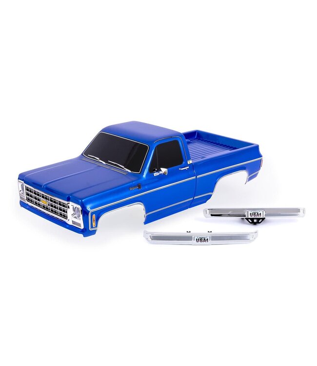 Body Chevrolet K10 Truck (1979) complete Blue (painted decals applied) (includes clipless mounting) (requires #9288 inner fenders) TRX9212-BLUE