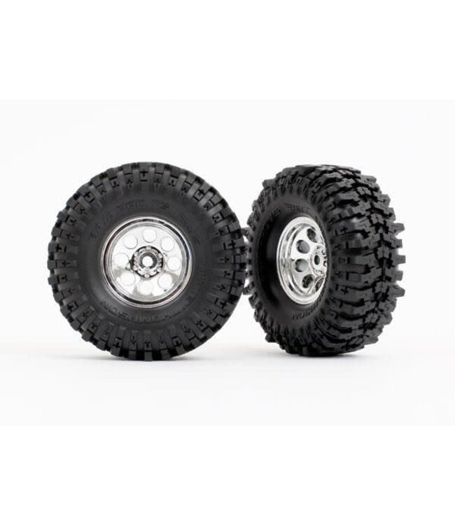Tires assembled (chrome 1.0' wheels Mickey Thompson Baja Pro XS 2.4x1.0' tires) (2) TRX9873