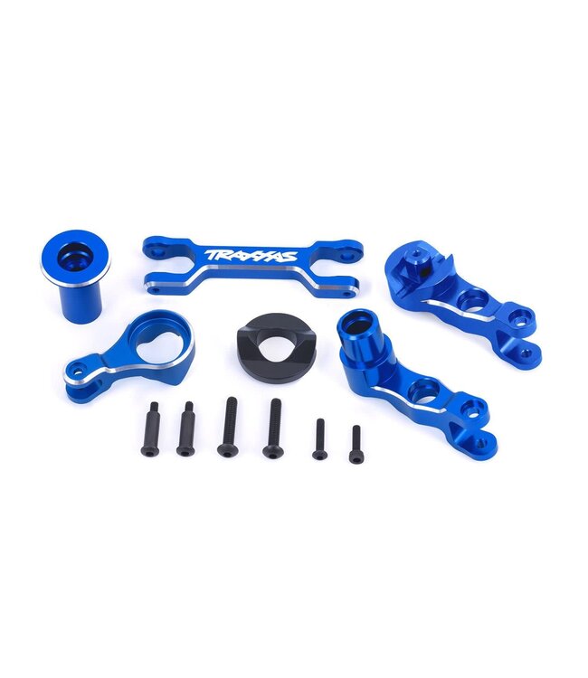 Steering bellcranks (left & right) with draglink (6061-T6 aluminum blue-anodized) (fits X-Maxx) TRX7746-BLUE