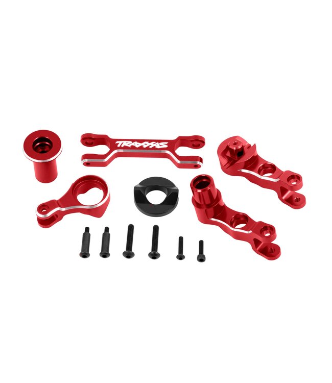 Steering bellcranks (left & right) with draglink (6061-T6 aluminum red-anodized) (fits X-Maxx) TRX7746-RED