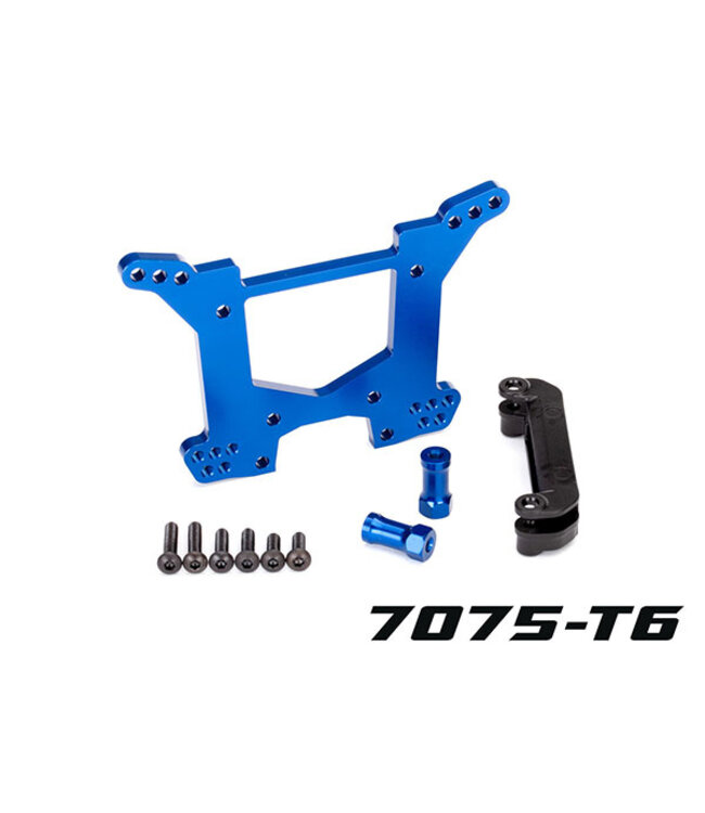 Shock tower rear 7075-T6 aluminum (blue-anodized) (1) with body mount bracket (1) TRX6738X