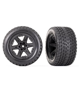 Traxxas Tires & wheels glued (2.8') (RXT black wheels Gravix) (4WD electric front/rear 2WD electric front only) (2) TRX6764