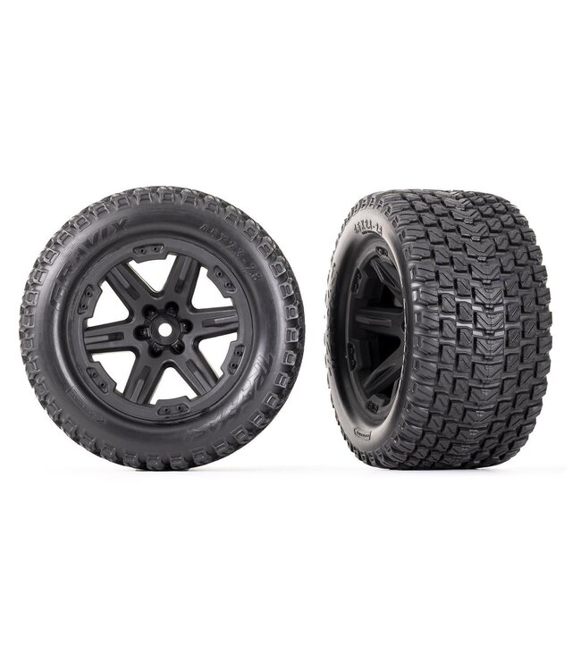 Tires & wheels glued (2.8') (RXT black wheels Gravix) (4WD electric front/rear 2WD electric front only) (2) TRX6764