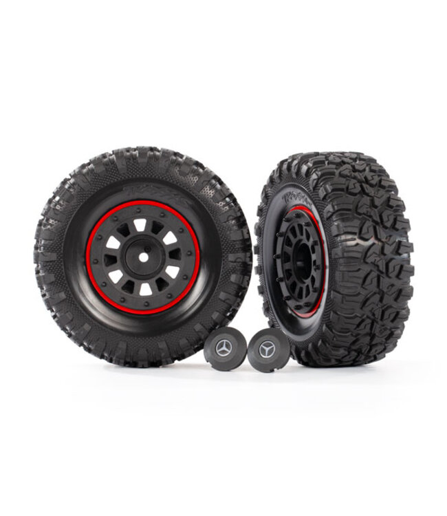 Tires and wheels assembled glued (2.2'black wheels 2.2' tires) (2) TRX8874