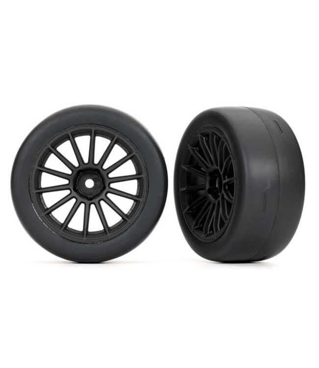 Tires and wheels assembled glued (multi-spoke black wheels 2.0' ultra-wide slick tires foam inserts) (front) (2)