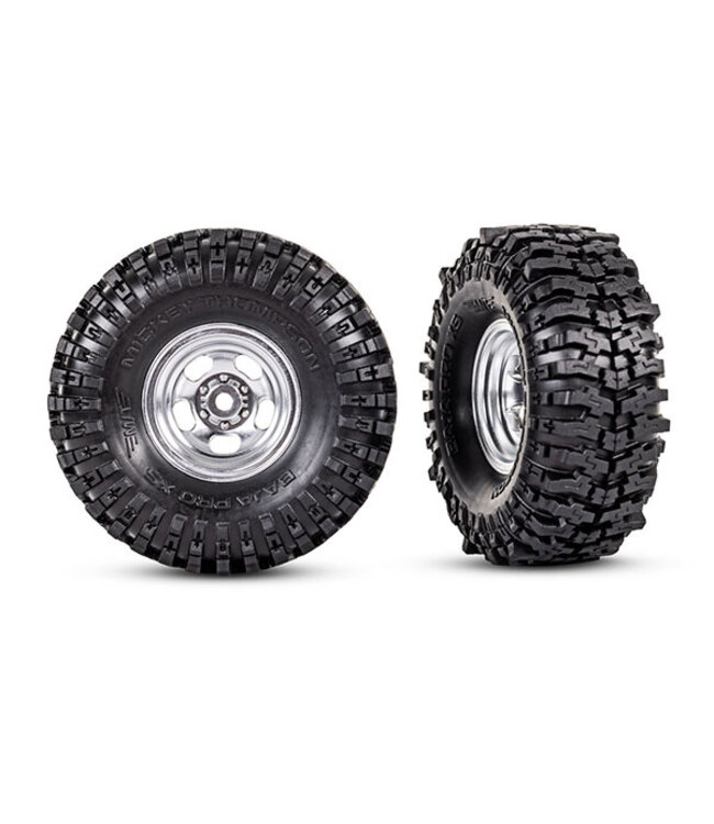Tires & wheels assembled (1.0' satin chrome Mickey Thompson Baja Pro Xs 2.4x1.0' tires) (2) TRX9872