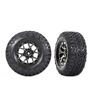 Traxxas Tires & wheels glued (Ford Raptor R black chrome wheels BFGoodrich All-Terrain T/A KO2 foam inserts) (2) (4WD front/rear 2WD rear)  TRX10187-BLKCR