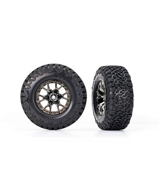 Traxxas Tires & wheels glued (Ford Raptor R black chrome wheels BFGoodrich All-Terrain T/A KO2 foam inserts) (2) (2WD front) TRX10186-BLKCR