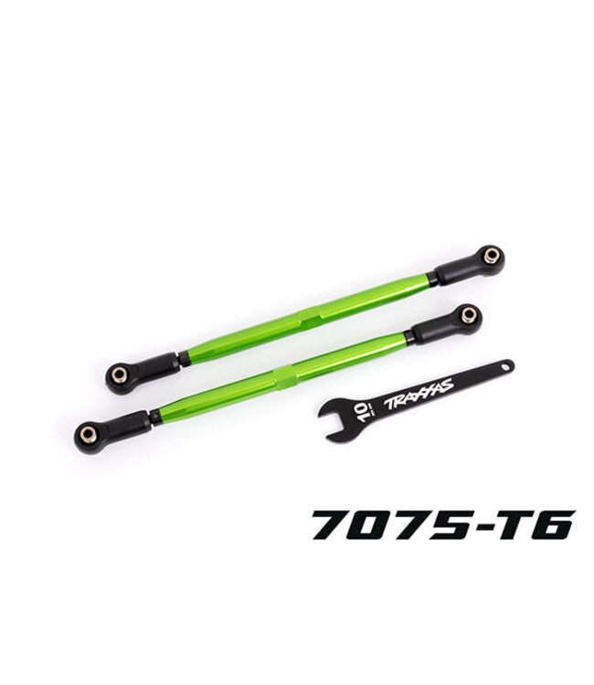 Toe links front (TUBES Green-anodized) 7075-T6 aluminum) (2) (for use with #7895 WideXmaxx suspension kit) TRX7897G