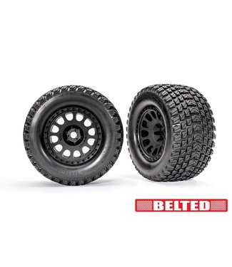 Traxxas Tires & wheels glued (XRT Black Gravix belted tires) dual profile (4.3' outer 5.7' inner with foam) left & right TRX