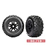 Traxxas Tires & wheels glued (3.8' black wheels BELTED Sledgehammer tires foam inserts) (2) TRX9573