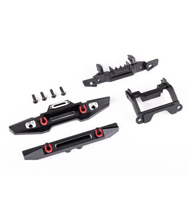 Bumper front (1) rear (1) 6061-T6 aluminum (black-anodized) (assembled with D-rings) with bumper mounts (front & rear) (fits TRX-4M Land Rover Defender) TRX9734X