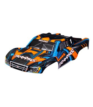 Traxxas Body Slash 4X4 Ultimate (also 2WD) orange and blue (painted decals applied) (assembled with front & rear latches for clipless mounting) TRX6844-ORNG