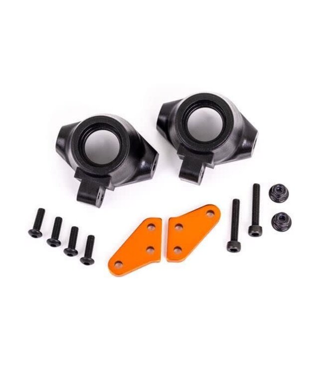 Steering block arms (aluminum orange-anodized) (2) with steering blocks left or right TRX9637T