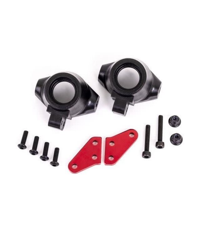 Steering block arms (aluminum red-anodized) (2) with steering blocks left or right TRX9637R