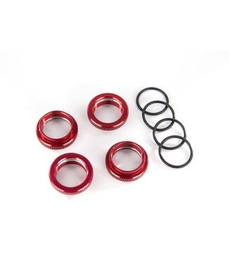 Traxxas Spring retainer (adjuster) red-anodized aluminum GT-Maxx shocks (4) assembled with o-rings TRX8968R