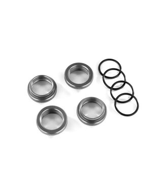 Traxxas Spring retainer (adjuster) gray-anodized aluminum GT-Maxx shocks (4) assembled with o-rings TRX8968-GRAY