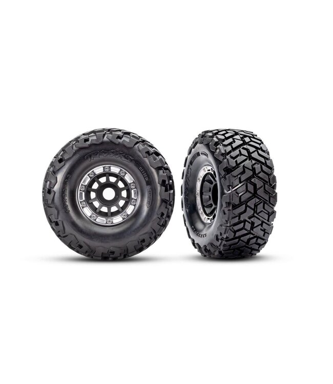 Tires & wheels assembled (black wheels for Maxx Slash (BELTED) with foam inserts) (17mm splined) (TSM rated) TRX10272-BLK
