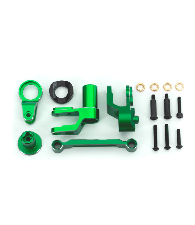 Steering bellcranks with draglink (green-anodized 6061-T6 aluminum) and bellcrank bushing (1) TRX10246-GRN