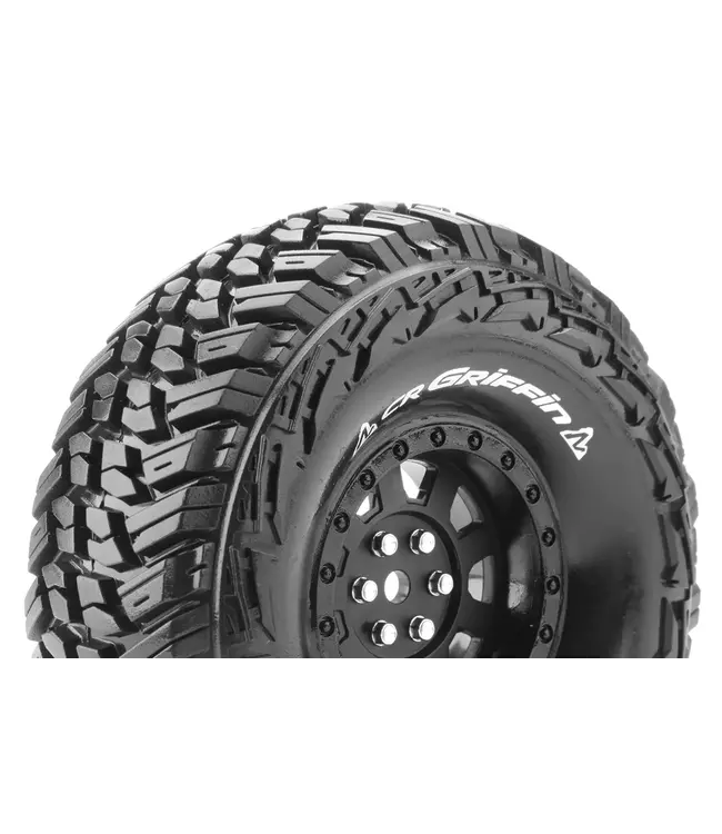 CR-GRIFFIN 1/10 Crawler Tire Mounted Super Soft Black 1.9 Wheels with Hex 12mm L-T3230VB