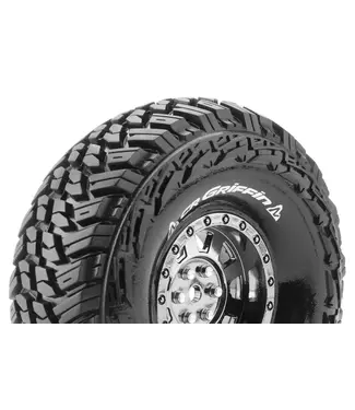 Louise RC CR-GRIFFIN 1/10 Crawler Tire Mounted Super Soft Black-Chrome 1.9 Wheels with Hex 12mm L-T3230VBC
